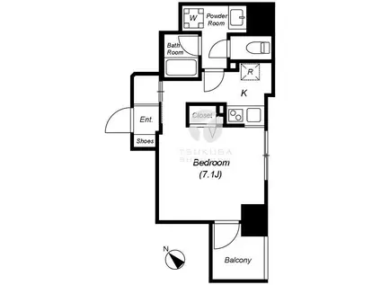 ルミークアン千駄木(ワンルーム/8階)の間取り写真