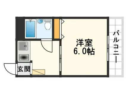 ARI高槻市役所南(1K/2階)の間取り写真