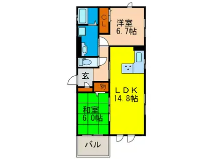 フェザント小野原(2LDK/1階)の間取り写真