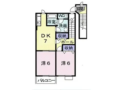 エスト・ヴィラI(2DK/2階)の間取り写真