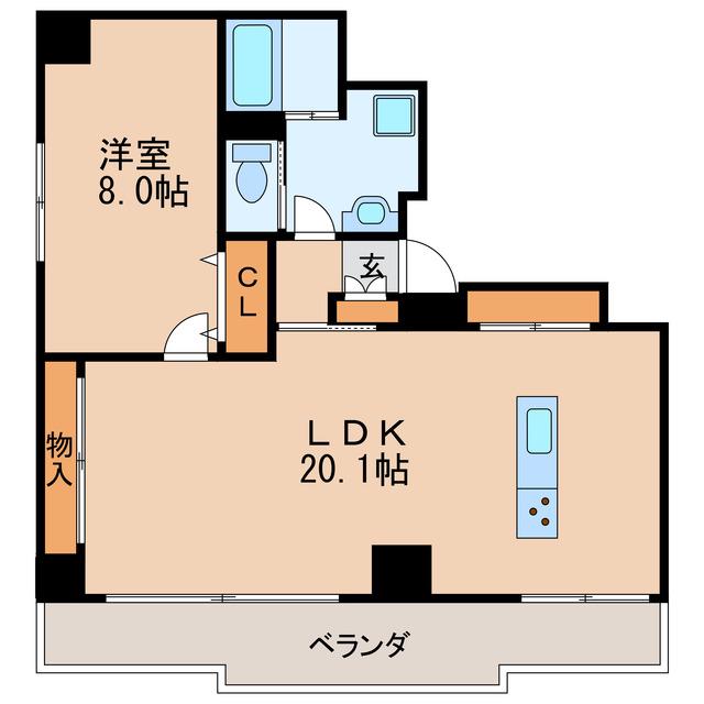 Jスクエア高岳(1LDK/5階)の間取り写真