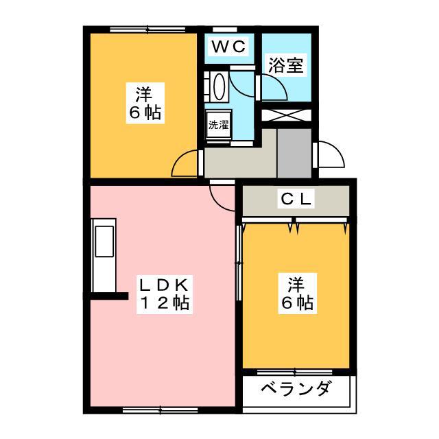 ラフィーネK(2LDK/1階)の間取り写真