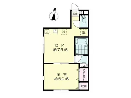 サウス多摩リバーC(1DK/1階)の間取り写真