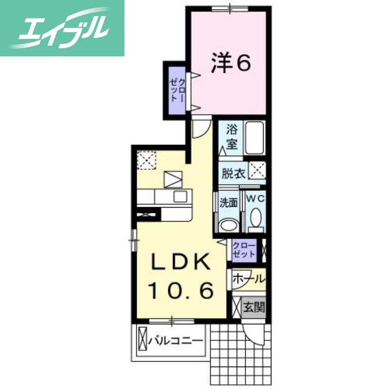 フォレストパークB(1LDK/1階)の間取り写真