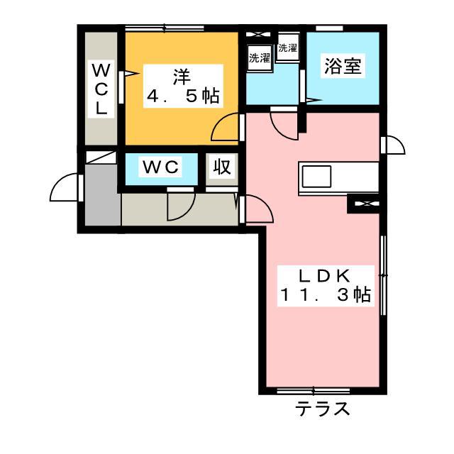 ルミエール(1LDK/1階)の間取り写真