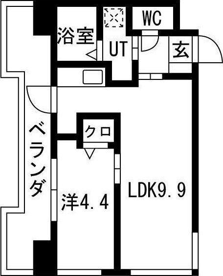 ビュークレスト佐賀駅前(1LDK/3階)の間取り写真