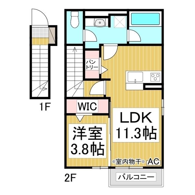 ベルファイン(1LDK/2階)の間取り写真