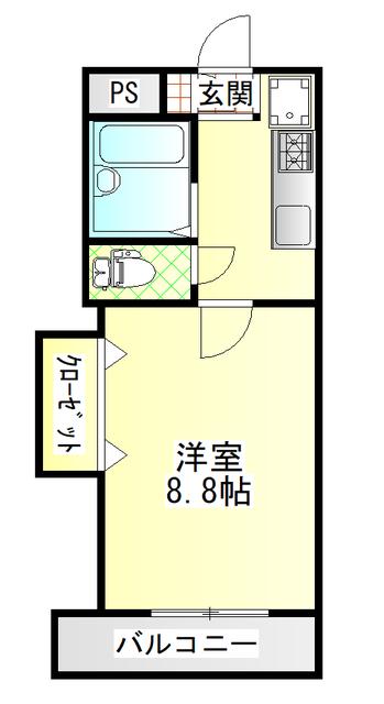 サングリーンゆき(1K/1階)の間取り写真