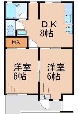 カメリアハウス(2DK/1階)の間取り写真
