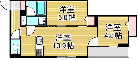 セレスティア六町IV(2LDK/1階)の間取り写真