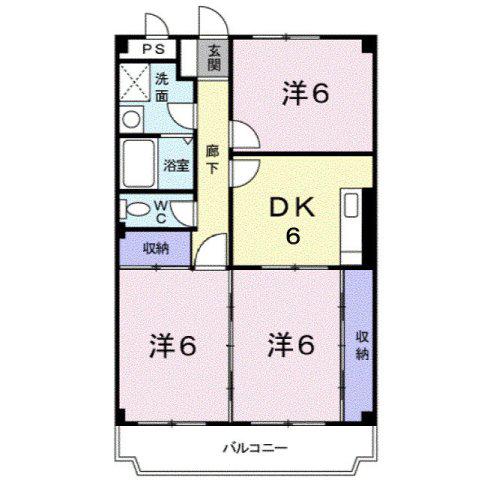 エクセルハイツ川口(3DK/2階)の間取り写真