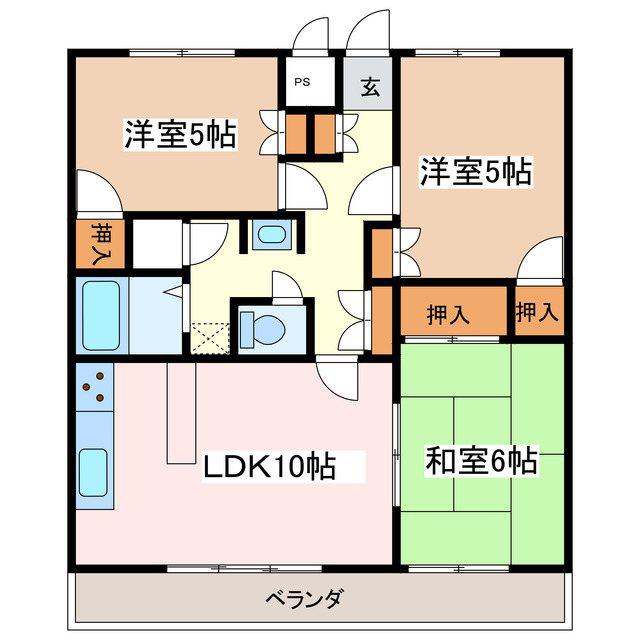 グランデ松本(3LDK/3階)の間取り写真