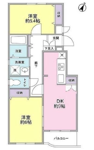 白山坂ハウス(2DK/3階)の間取り写真