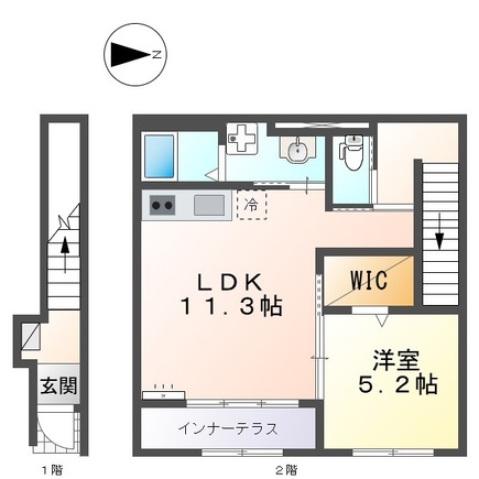 大和高田市有井アパート(1LDK/2階)の間取り写真