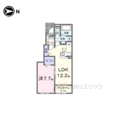 ヒカルサ仰木の里Ⅱ(1LDK/1階)の間取り写真