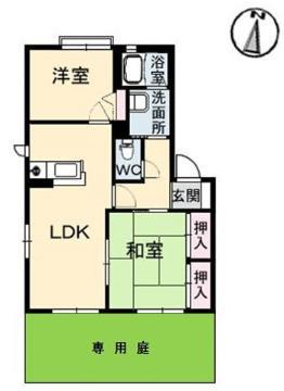 ハートフル南松永(2LDK/1階)の間取り写真