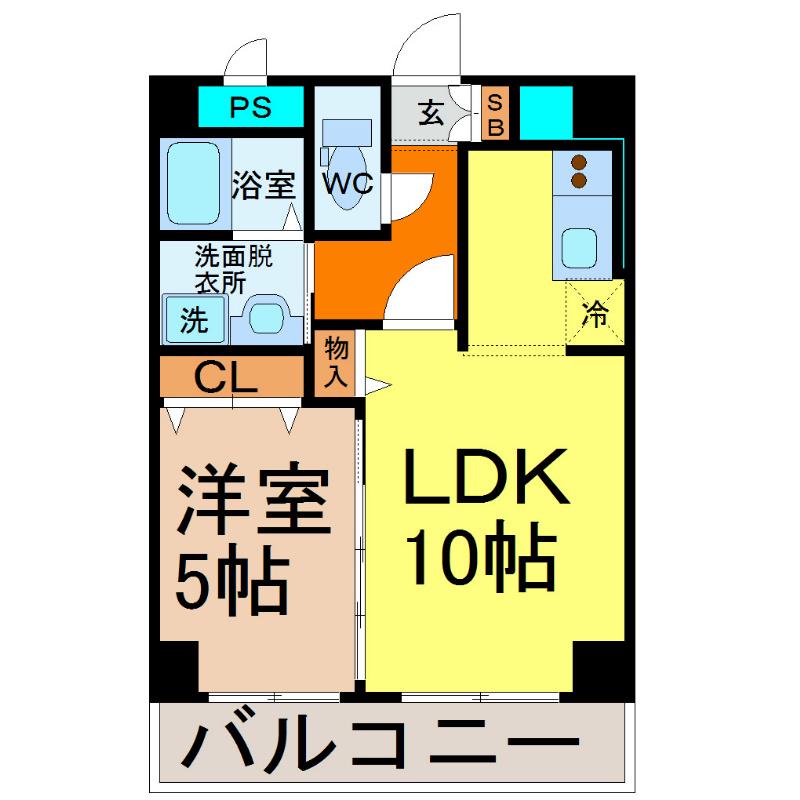 KIRAKUマンション(1LDK/5階)の間取り写真