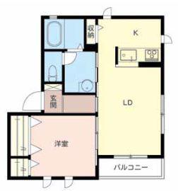 IKメゾンB(1LDK/2階)の間取り写真