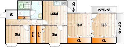 ビュークレスト霧ヶ丘(4LDK/3階)の間取り写真