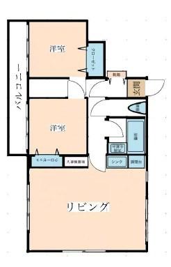 ダイアパレス町屋(2LDK/6階)の間取り写真