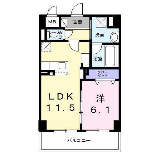 YS STATE 天王台(1LDK/1階)の間取り写真