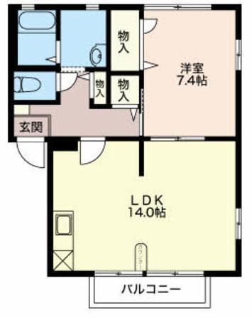 アクアリッチ B(1LDK/2階)の間取り写真