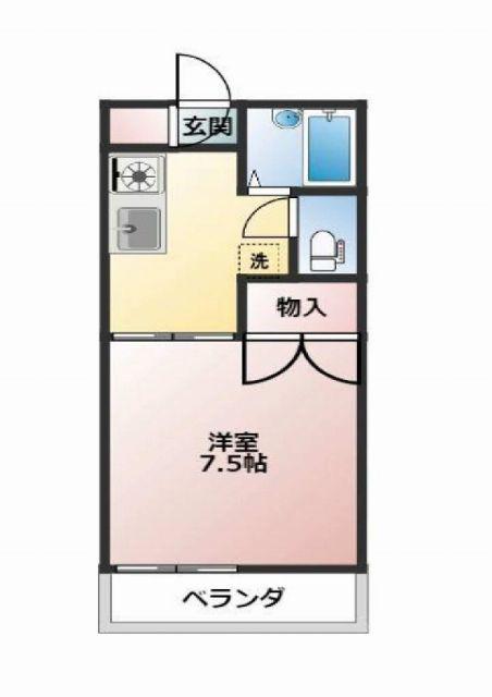 ディアス原井(1K/2階)の間取り写真