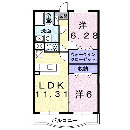 エスタシオン(2LDK/3階)の間取り写真