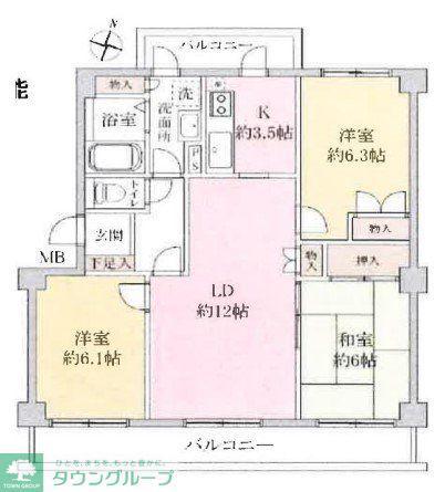 キャッスル北柏(3LDK/3階)の間取り写真