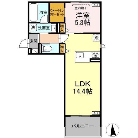 セレスティア旭町(1LDK/2階)の間取り写真