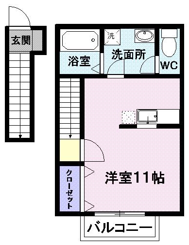 モンターニャ パセオ(ワンルーム/2階)の間取り写真