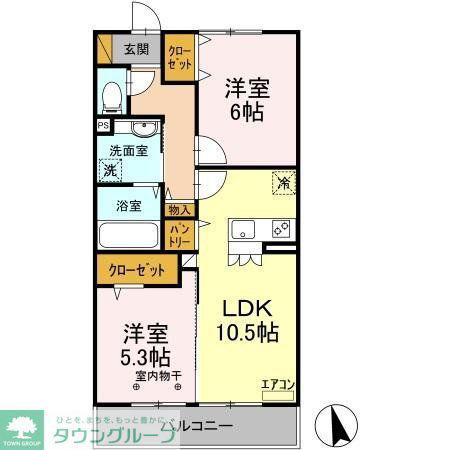 ゴールド・イン・ロータス(2LDK/3階)の間取り写真