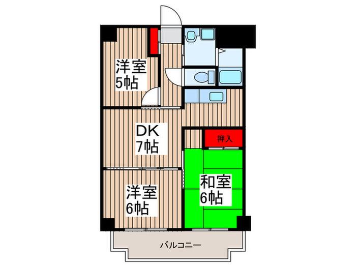 パレマロン(3DK/3階)の間取り写真