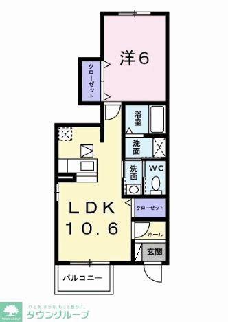 ソレイユA(1LDK/1階)の間取り写真