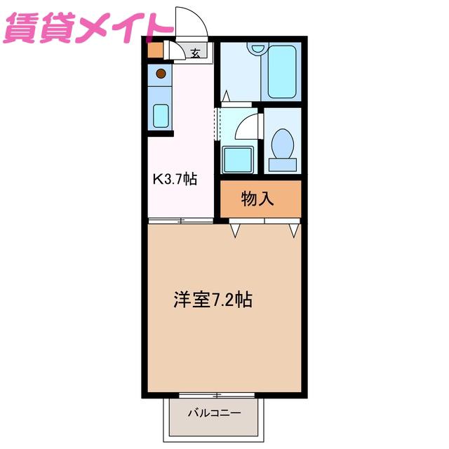 セフィラ西日野B棟(1K/2階)の間取り写真