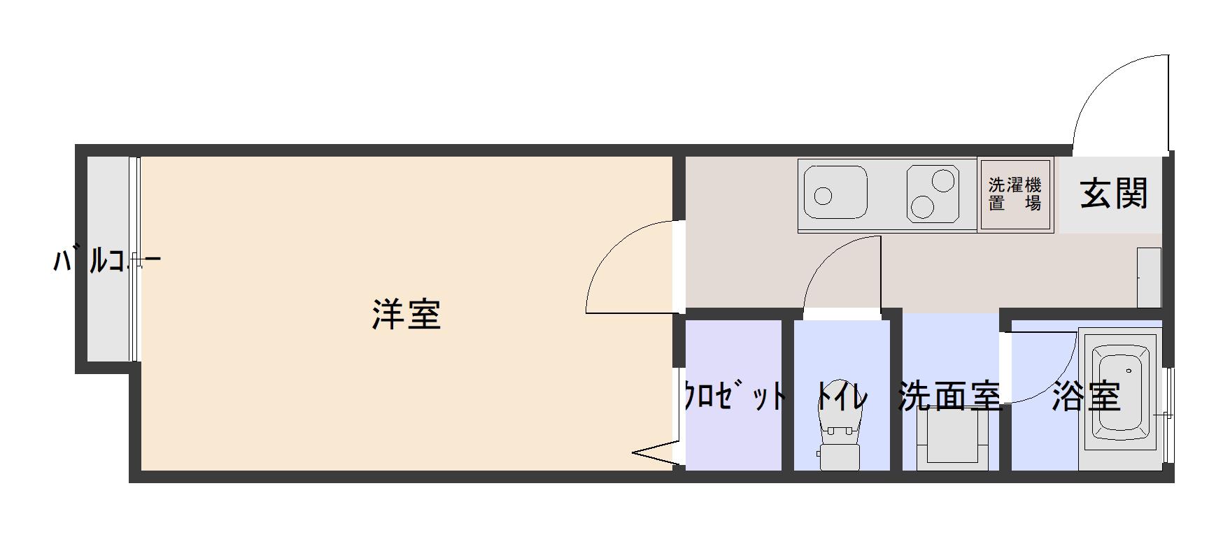 クレストールけや木(1K/1階)の間取り写真