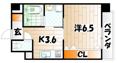 ドレスローズ(1K/6階)の間取り写真