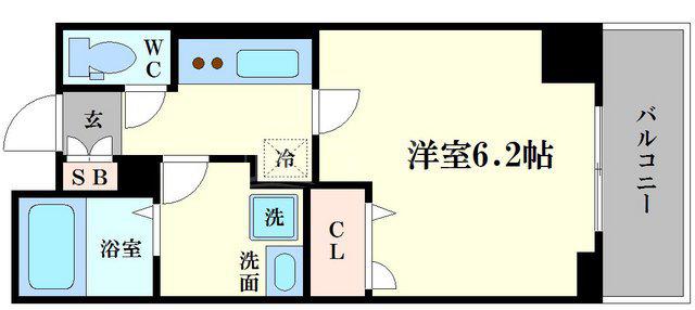 エグゼ天王寺II(1K/2階)の間取り写真
