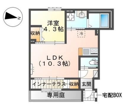 リファインド レジデンス(1LDK/1階)の間取り写真