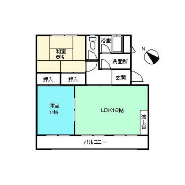 コーポ野々山(2LDK/2階)の間取り写真
