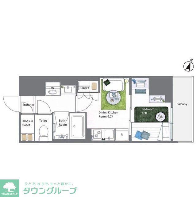 AIFLAT若松河田(1DK/8階)の間取り写真