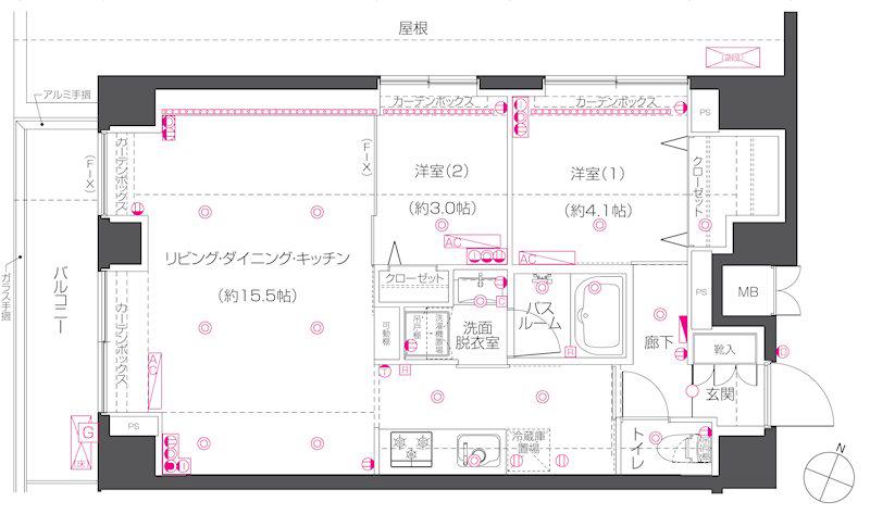ZOOM練馬高野台(2LDK/4階)の間取り写真