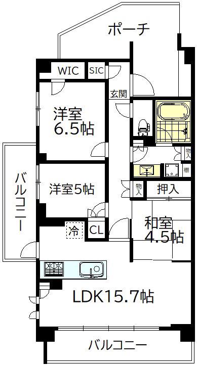 グランドメゾン武蔵野(3LDK/2階)の間取り写真