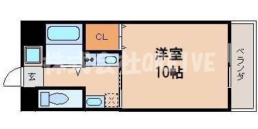 太陽ハイツ南草津III(1K/5階)の間取り写真