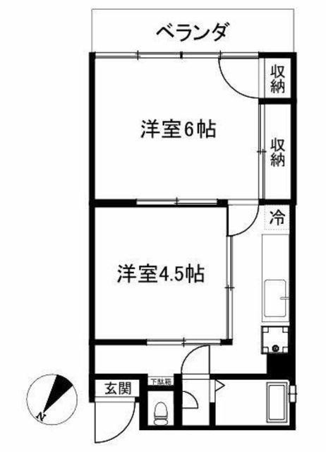都ビル(2K/6階)の間取り写真