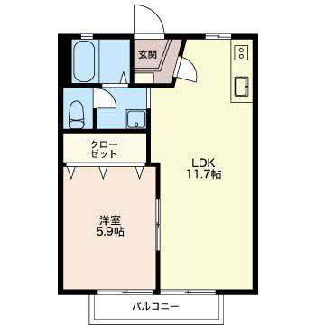 グリーン曙(1LDK/2階)の間取り写真