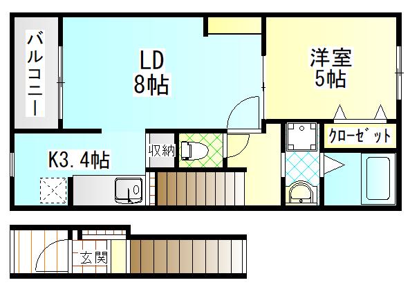 モリノガーデン(1LDK/2階)の間取り写真