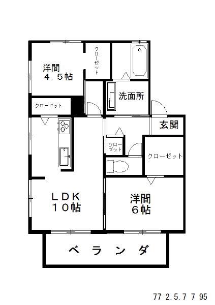 サニーウェル深川(2LDK/2階)の間取り写真