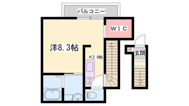 サニーガーデン宮北(1K/2階)の間取り写真
