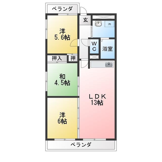 ラ・プエルタ・フェリス(3LDK/1階)の間取り写真